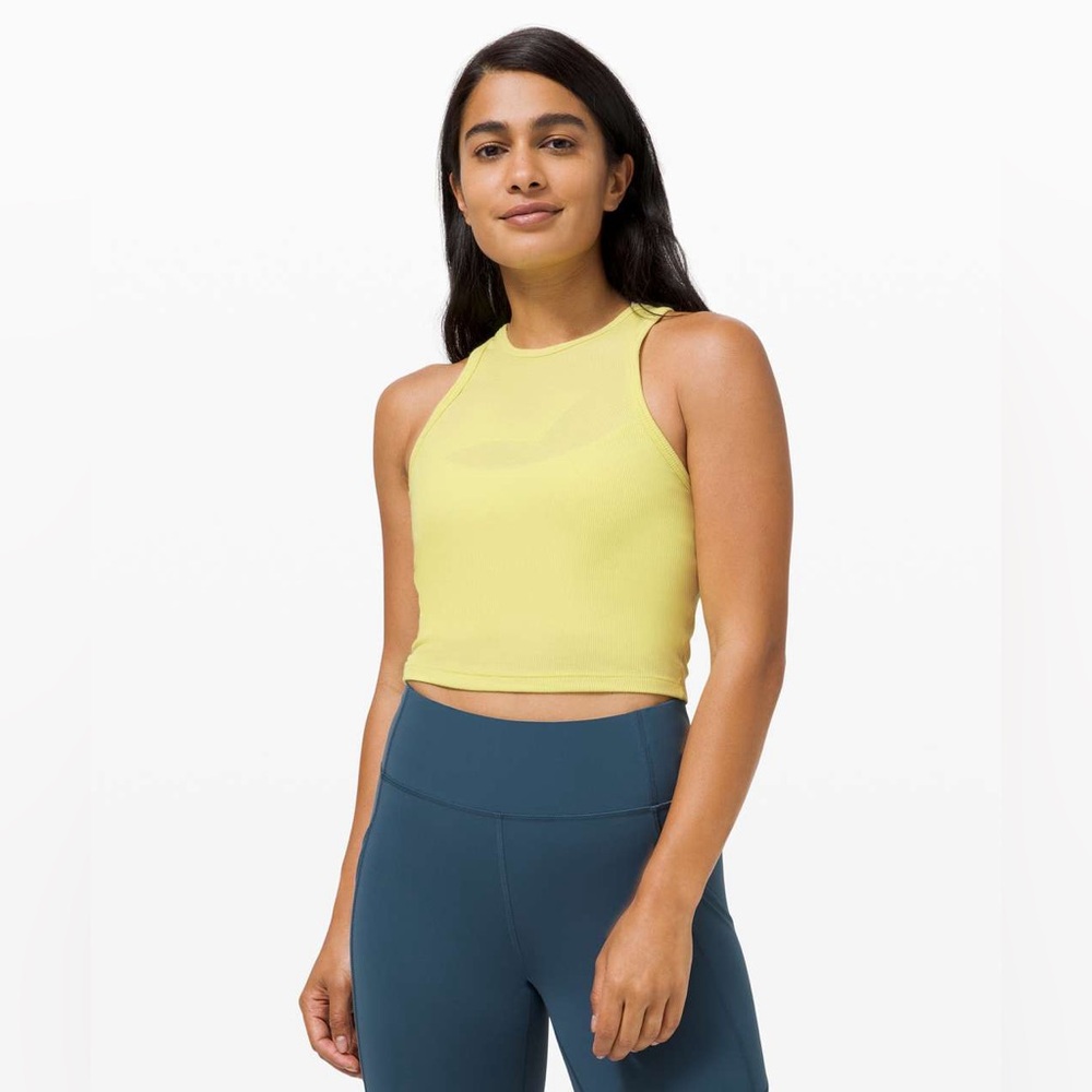 Lululemon LA Front Racer Crop Tank - Lemon Vibe